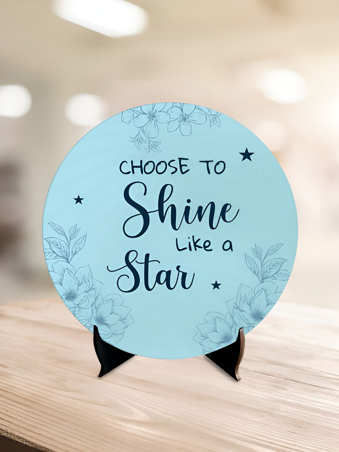 

ArtVibes Blue & Green Quote Printed Wooden Table Showpiece