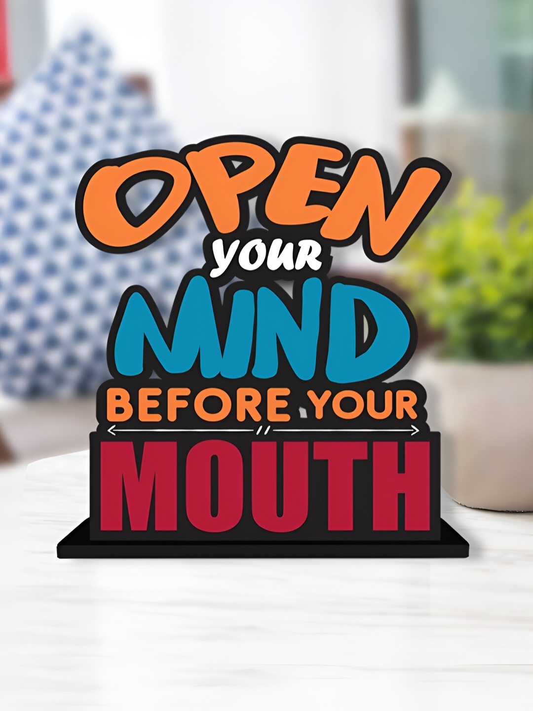 

ArtVibes Black Open Your Mind Before Inspirational Quotes Table Decor Showpiece