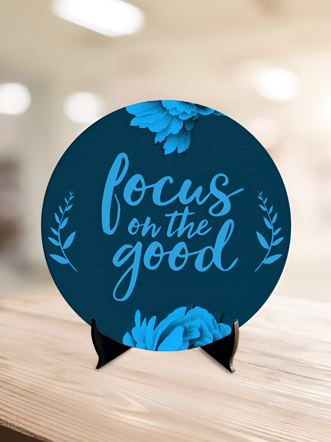 

ArtVibes Blue Focus On The Good Table Decor Wooden Showpiece
