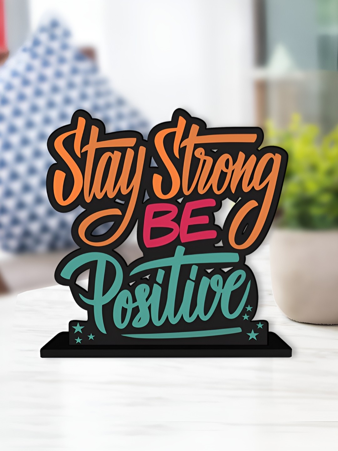 

ArtVibes Black Stay Strong Be Motivational Quote Wooden Table Decor Showpiece