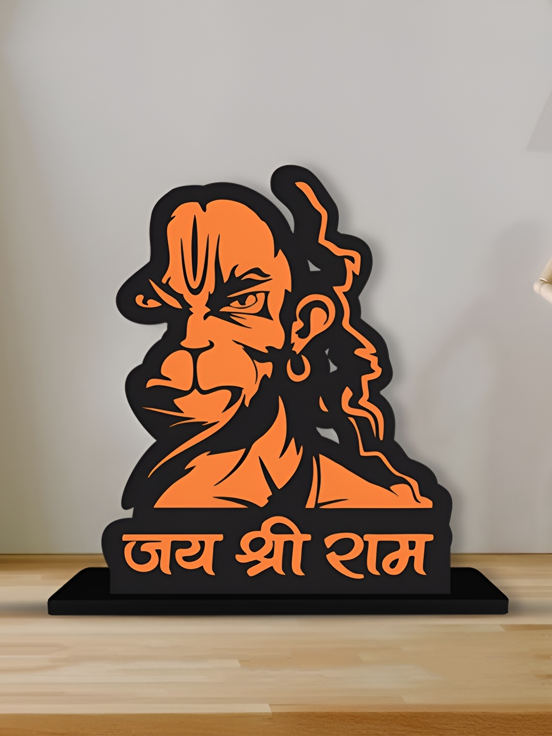 

ArtVibes Orange & Black Quote Printed Wooden Table Showpiece