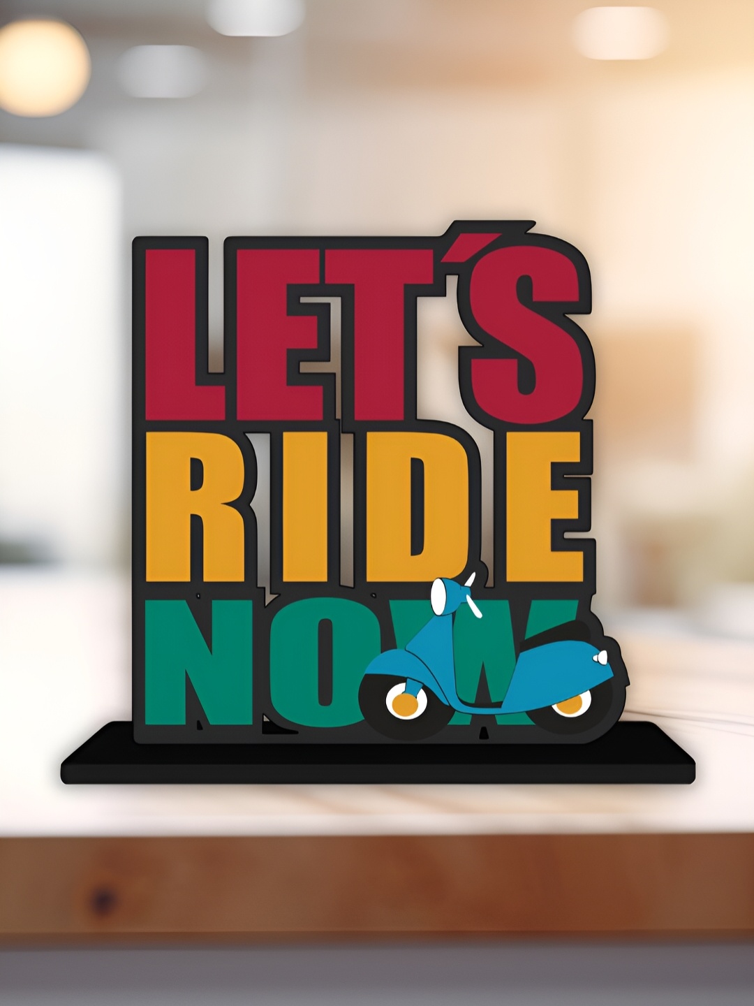 

ArtVibes Green & Red Quote Printed Wooden Table Showpiece