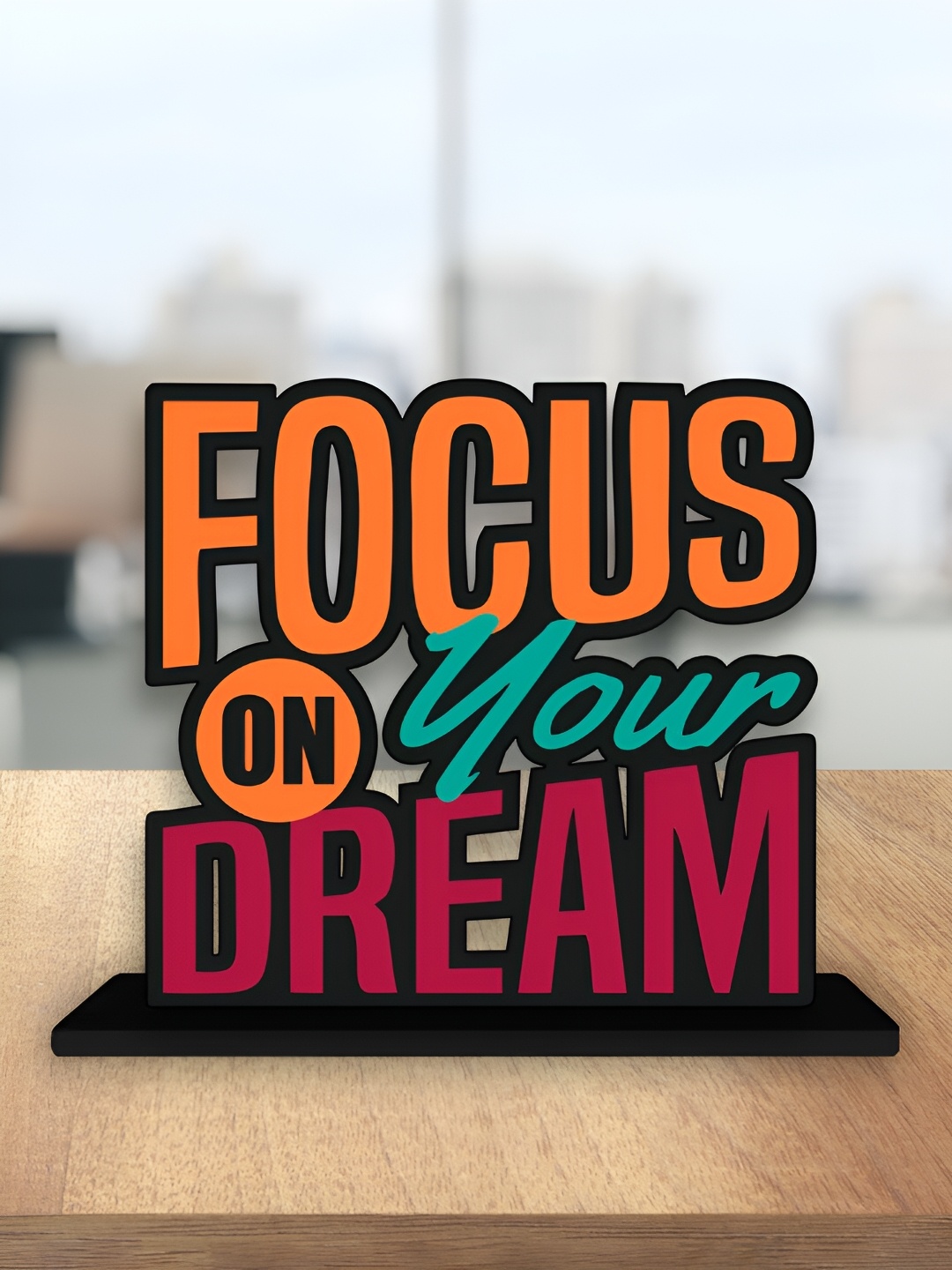 

ArtVibes Black Focus On Your Dream Positive Quote Table Decoration Showpiece