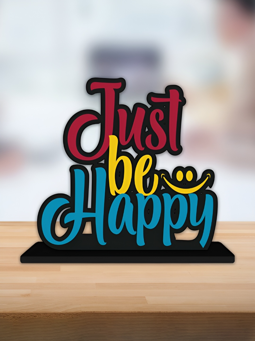 

ArtVibes Black Just Be Happy Positive Quotes Table Decoration Showpiece