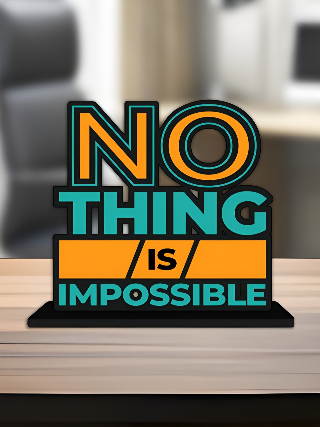 

ArtVibes Black Nothing Is Impossible Inspirational Quotes Table Decor Showpiece