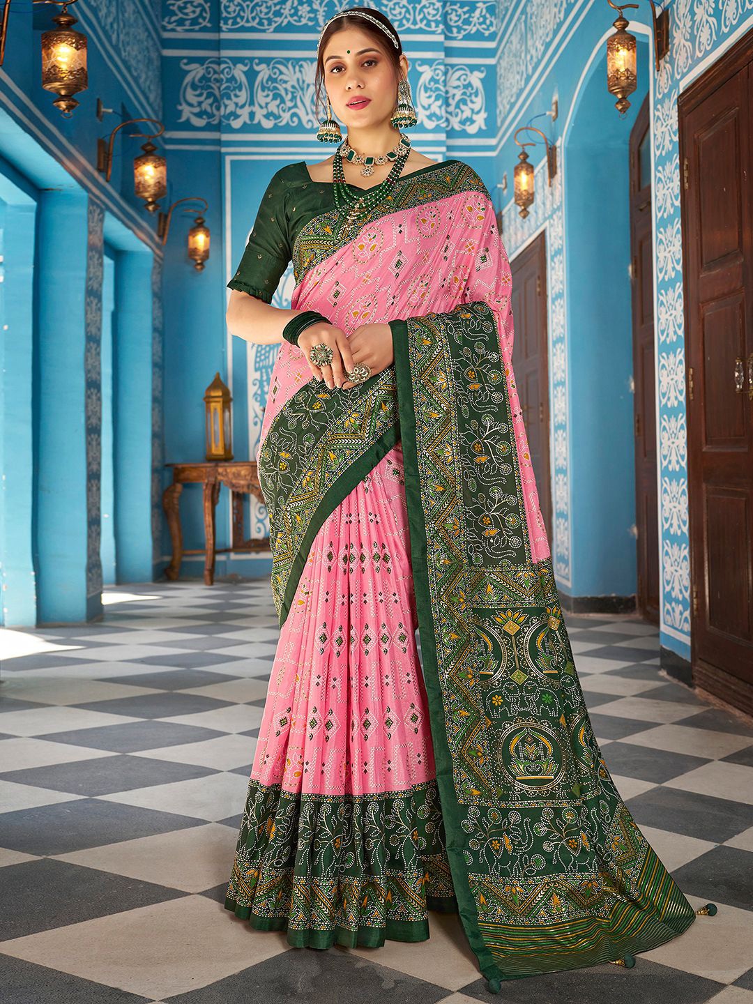 

Satrani Ethnic Motifs Zari Art Silk Sambalpuri Saree, Pink