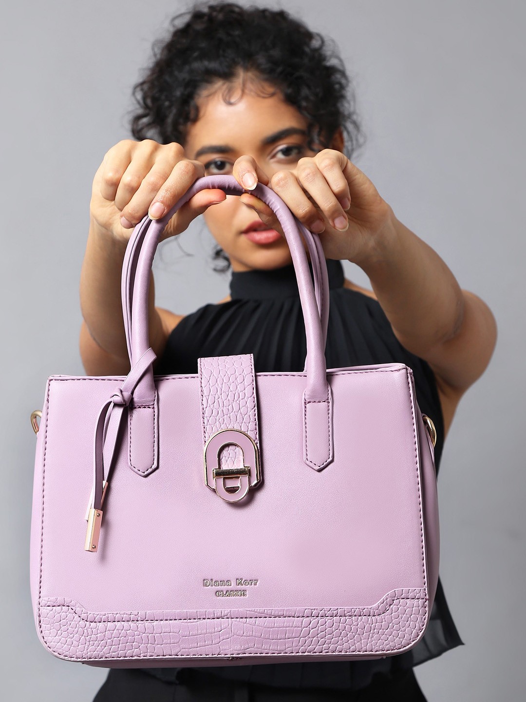 

Diana Korr Textured Structured Handheld Bag, Mauve