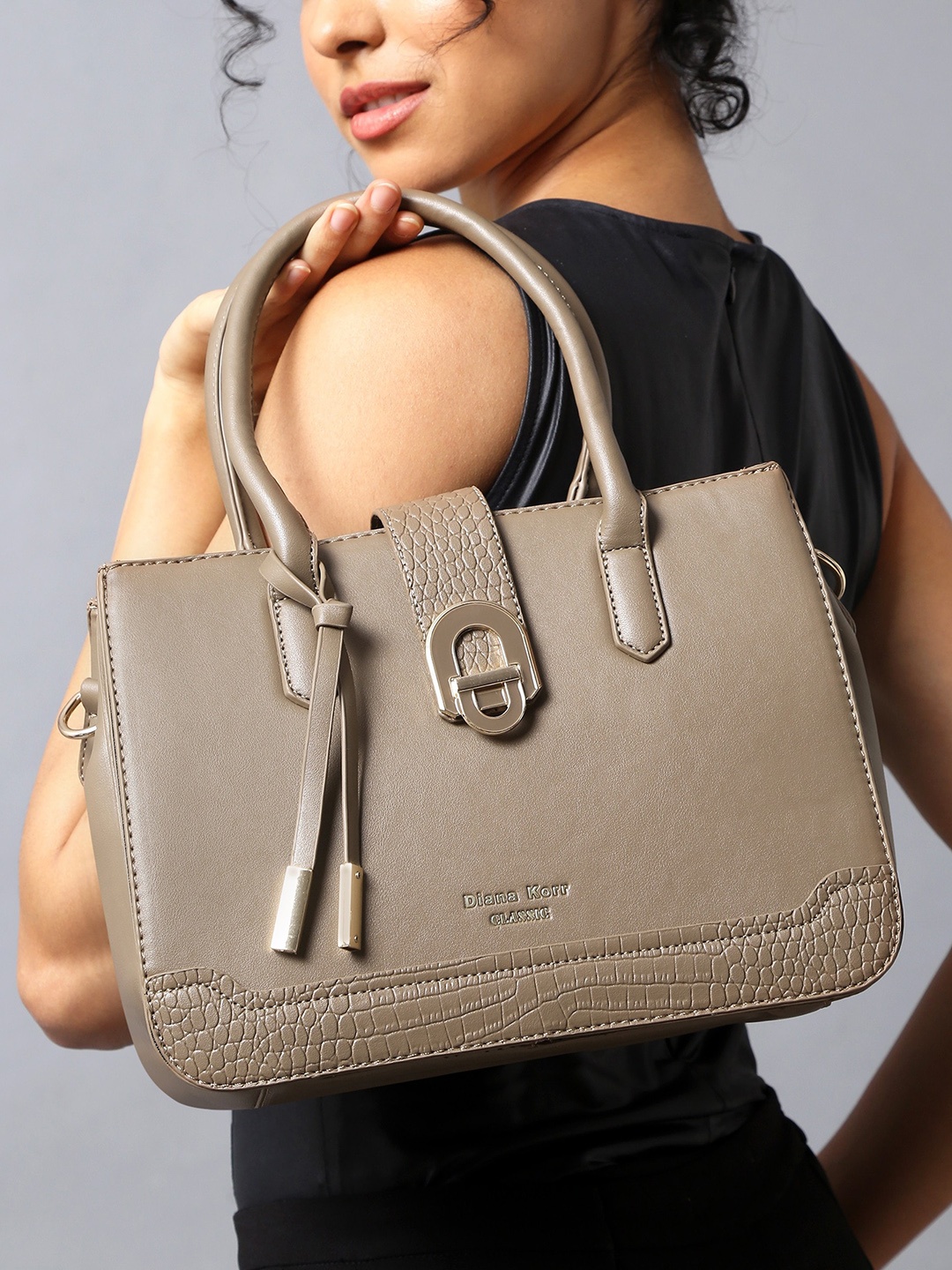 

Diana Korr Textured Bucket Handheld Bag, Beige