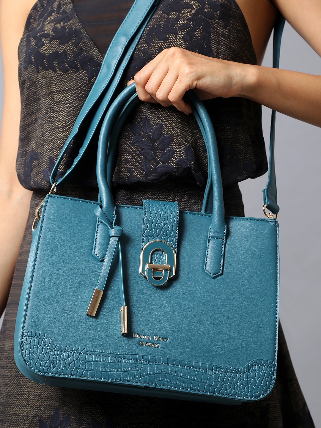 

Diana Korr Textured Structured Handheld Bag, Turquoise blue