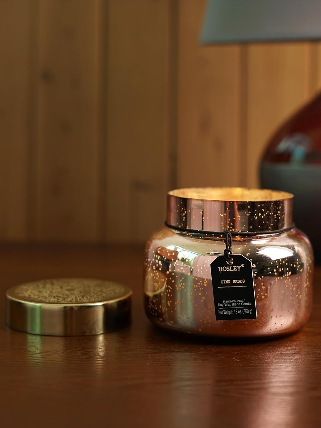 

HOSLEY Rose Gold Printed Scented Fragrance Jar Candle