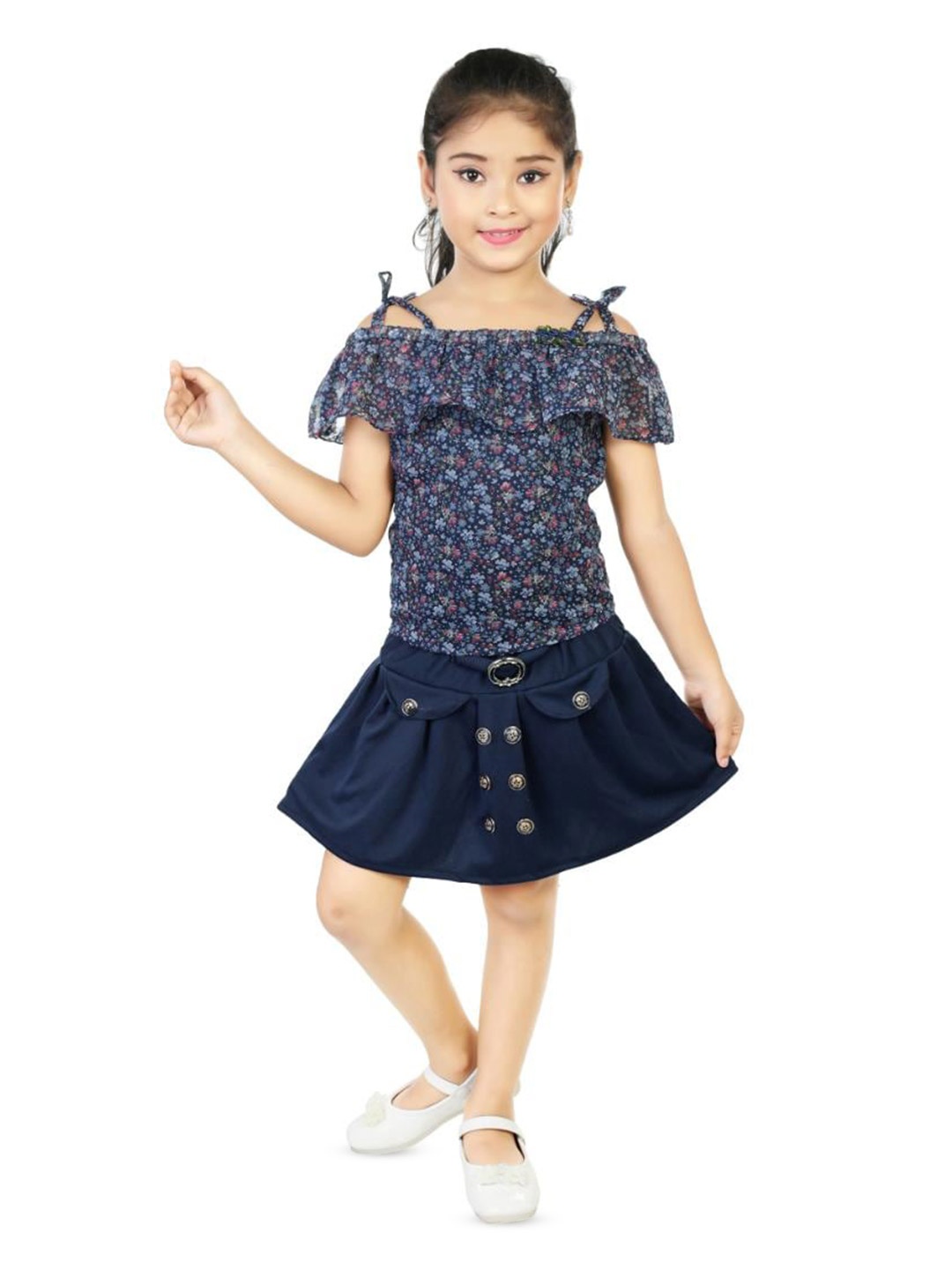 

BAESD Girls Printed Top with Skirt, Blue