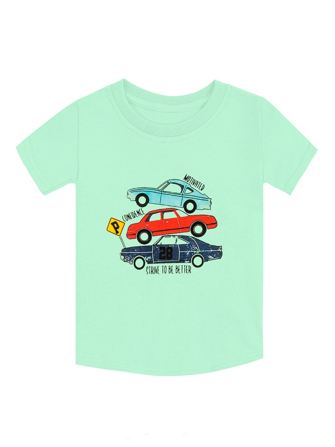 

ZIP ZAP ZOOP Boys Printed Round Neck Short Sleeves Regular T-shirt, Green