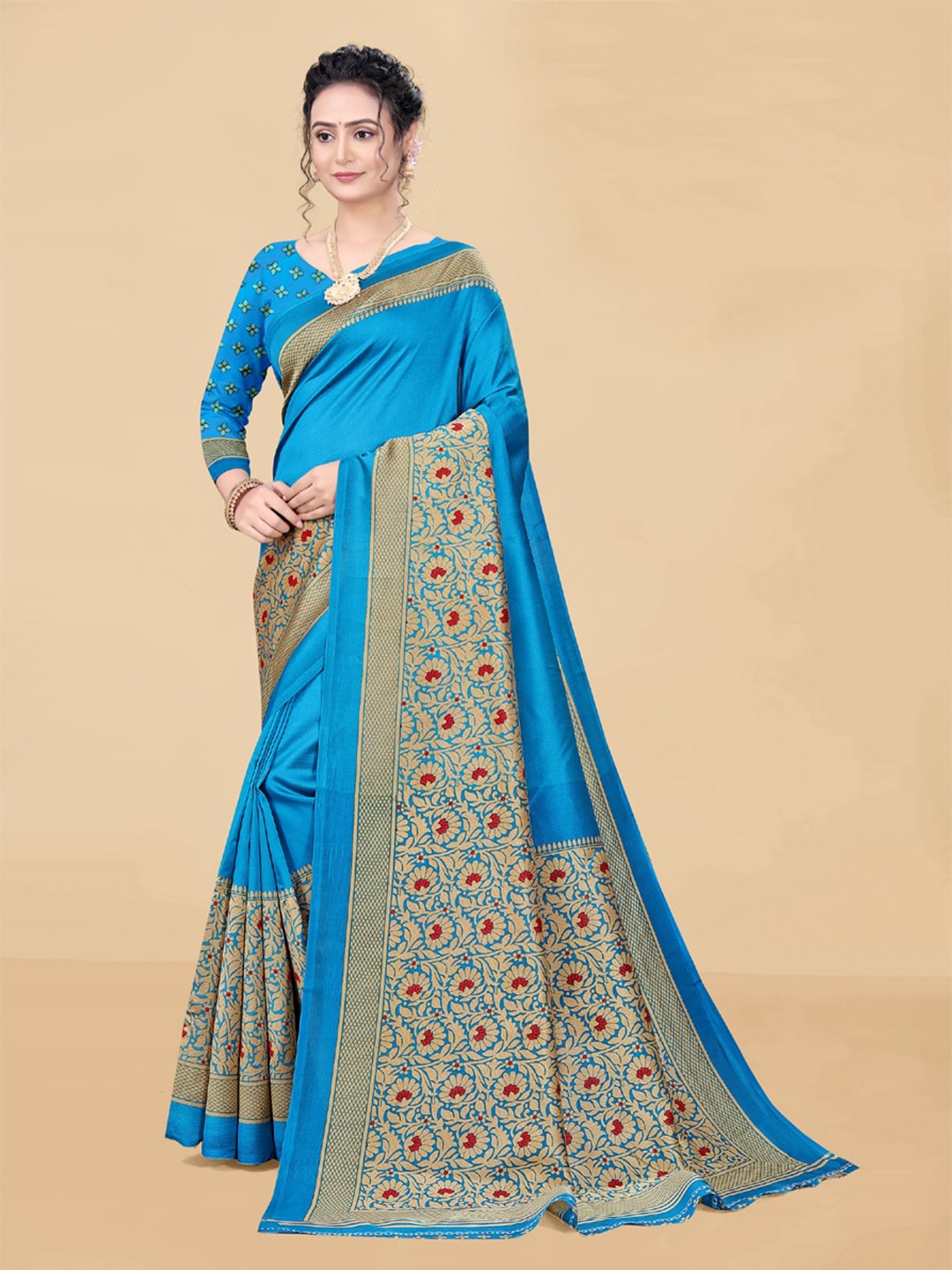 

ASISA Floral Woven Design Zari Silk Cotton Saree, Blue