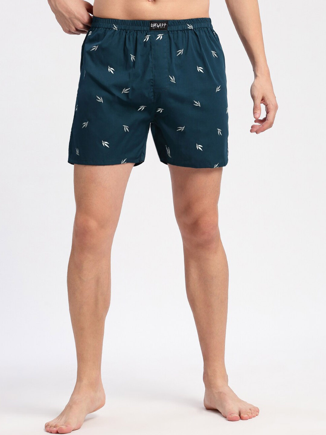 

SHOWOFF Leaf-Printed Cotton Boxers AM-141-7, Teal