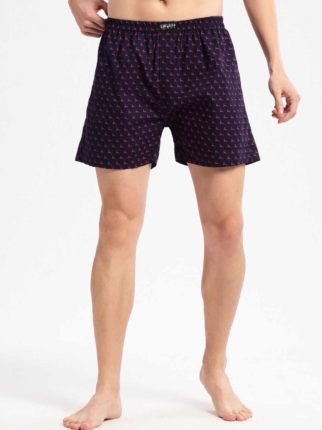 

SHOWOFF Deer-Printed Cotton Boxers AM-141-18, Navy blue