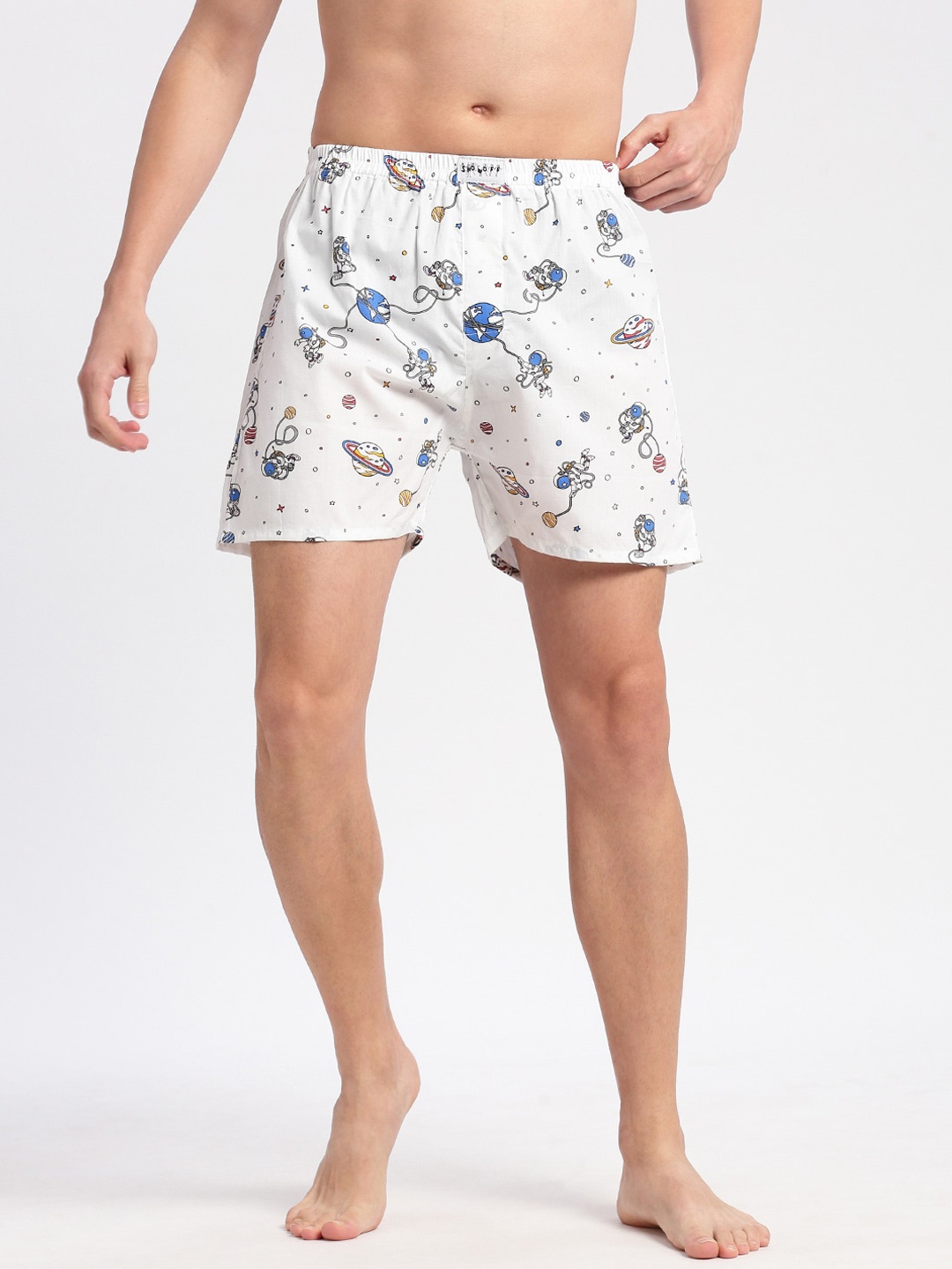

SHOWOFF Space-Printed Cotton Boxers AM-141-5, White