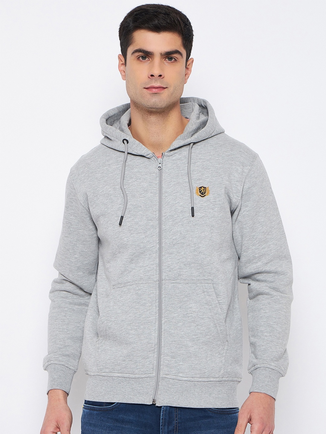 

Duke Hooded Cotton Front-Open Sweatshirt, Grey