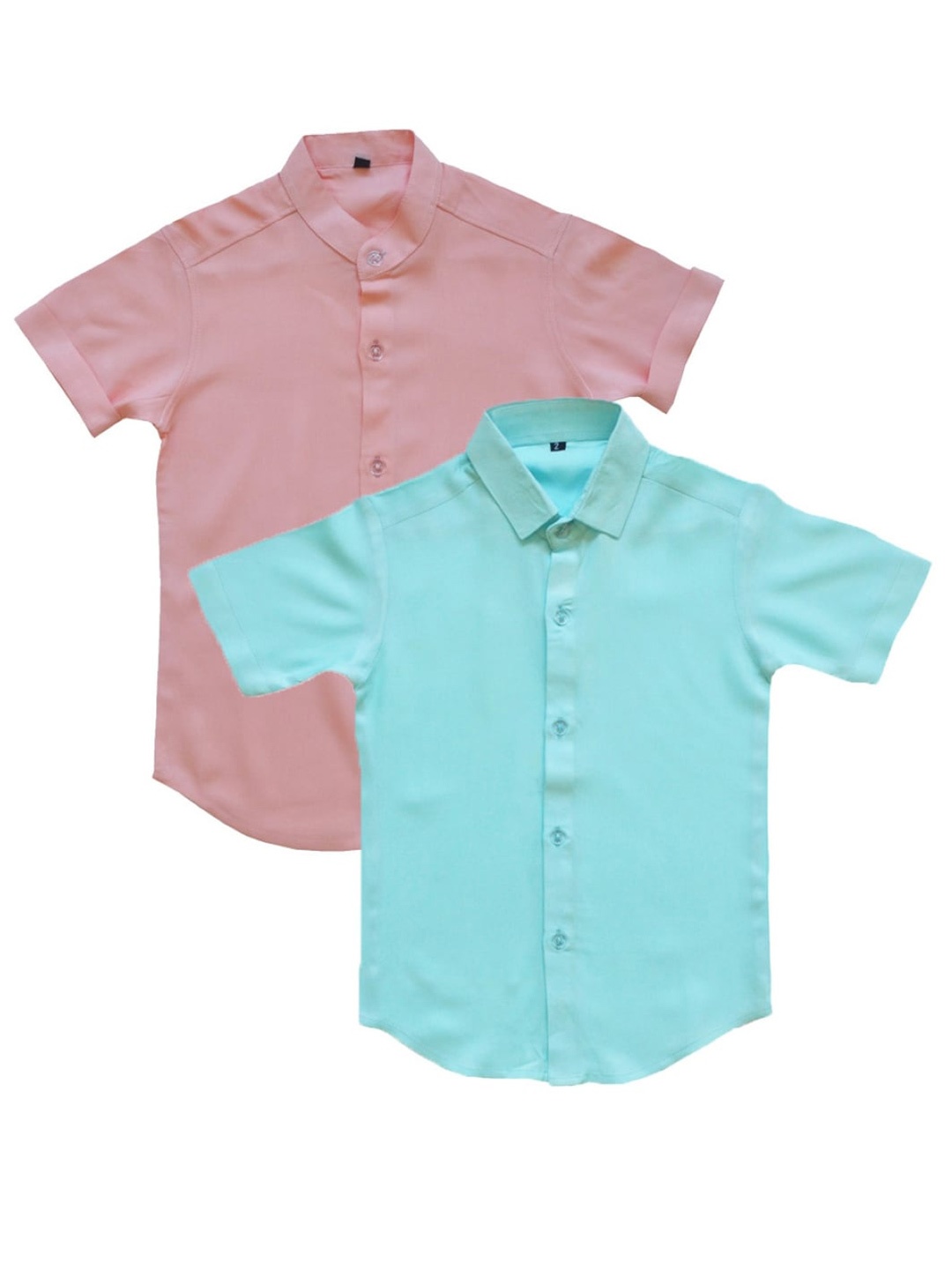 

BAESD Boys Pack of 2 Spread Collar Short Sleeves Cotton Casual Shirt, Blue