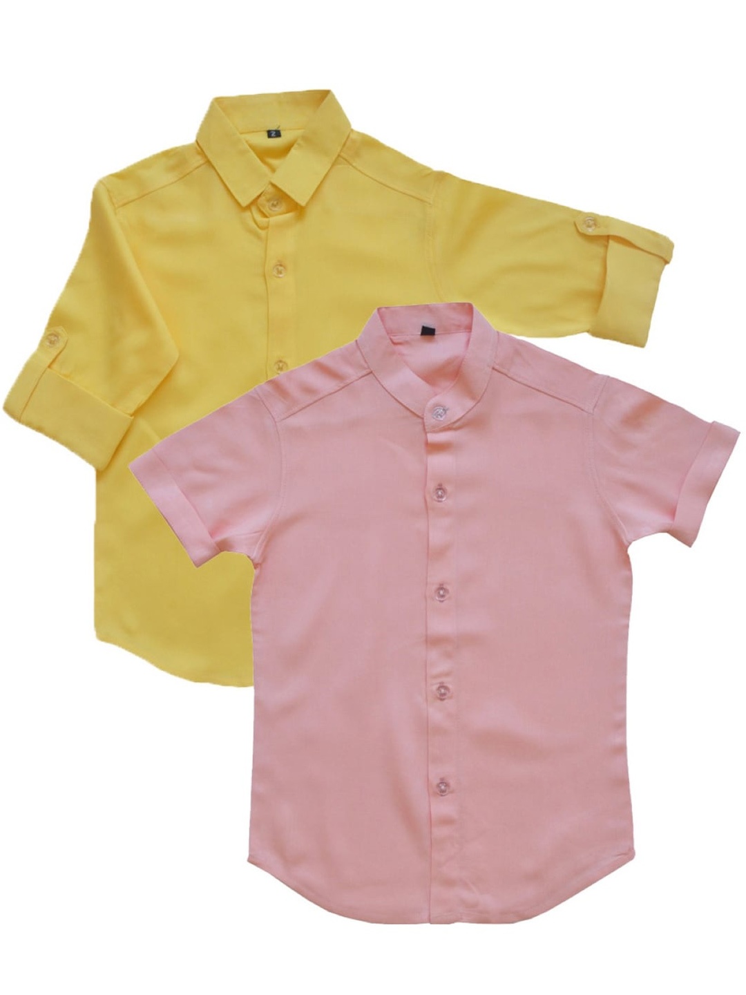 

BAESD Boys Pack of 2 Spread Collar Short Sleeves Cotton Casual Shirt, Yellow