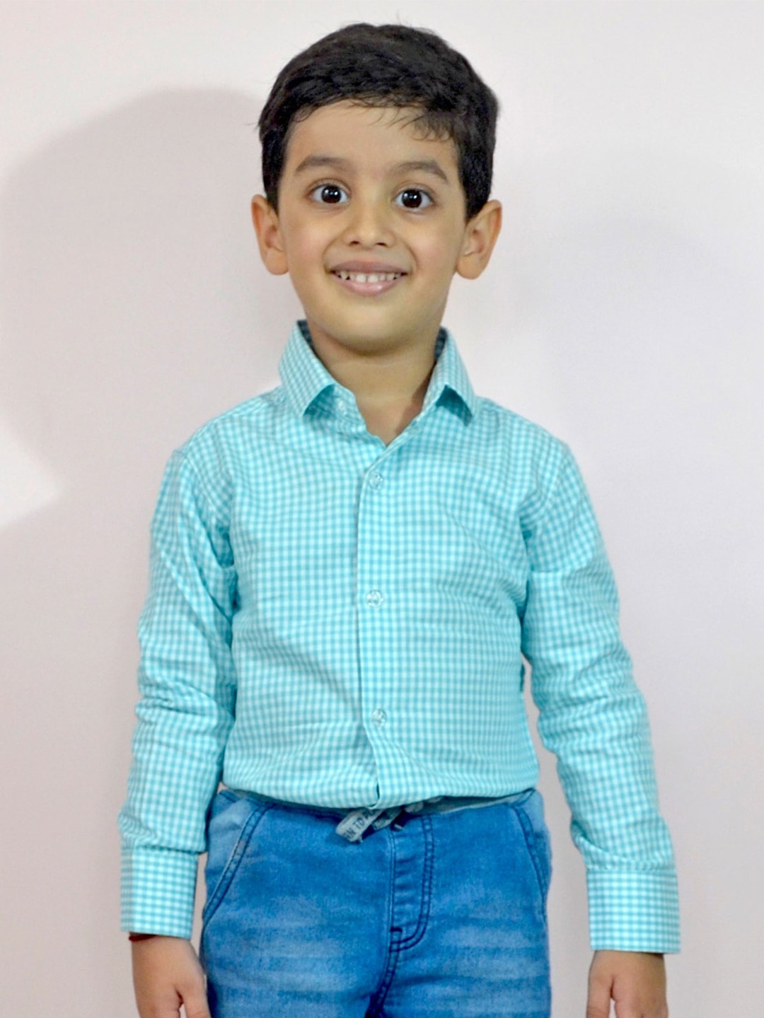 

BAESD Boys Checked Spread Collar Long Sleeves Casual Cotton Shirt, Blue
