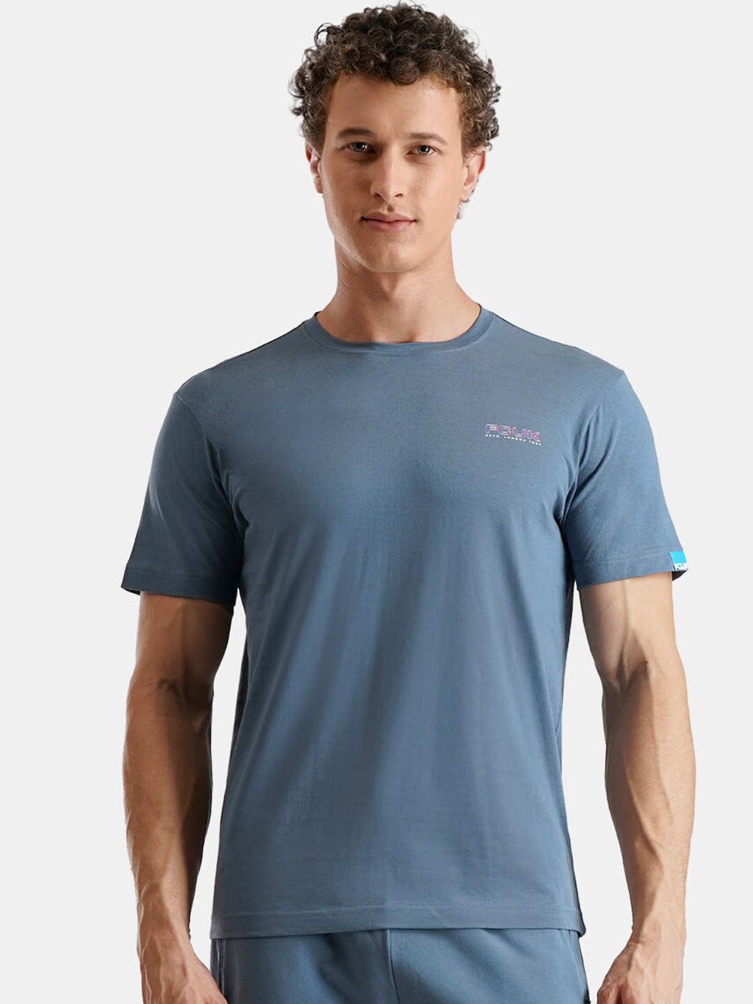 

FCUK Typography Printed Pure Cotton Antimicrobial Lounge T-Shirt, Blue