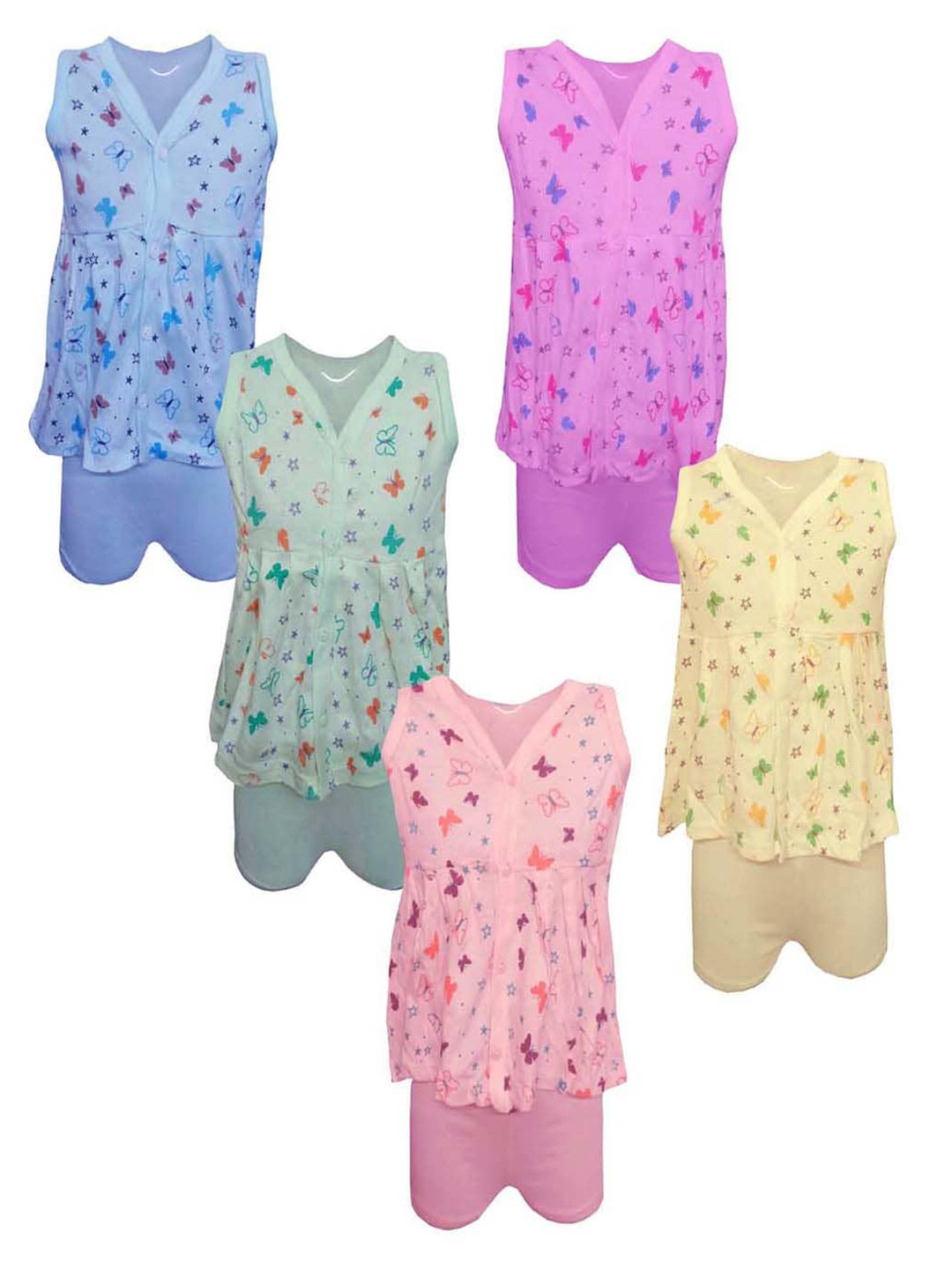 

MRB Boys Pack Of 5 Printed Pure Cotton Shirt With Shorts, Blue