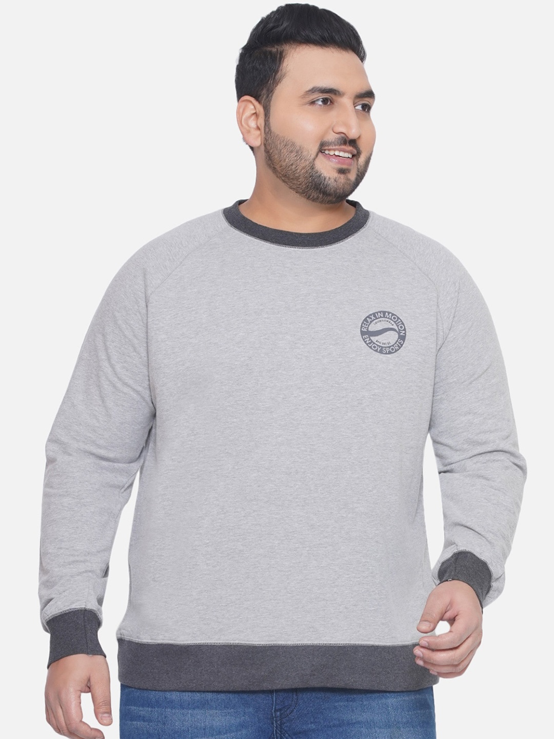 

Santonio Men Plus Size Typography Printed T-shirt, Grey