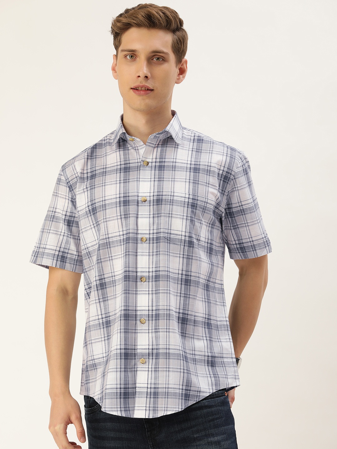 

Burnt Umber Men Checked Casual Shirt, Grey