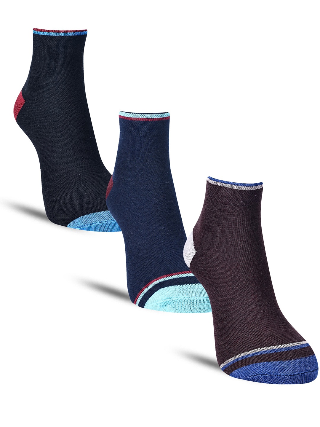 

Dollar Socks Men Pack of 3 Colourblocked Cotton Above Ankle-Length Socks, Navy blue