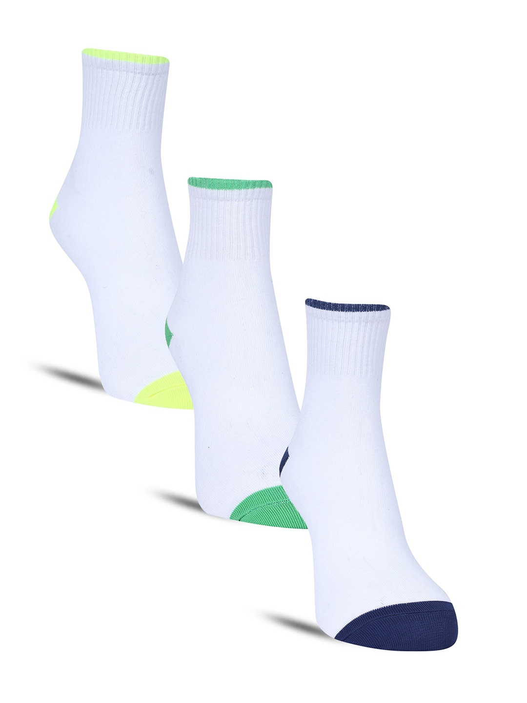 

Dollar Socks Men Pack of 3 Colourblocked Cotton Above Ankle-Length Socks, White