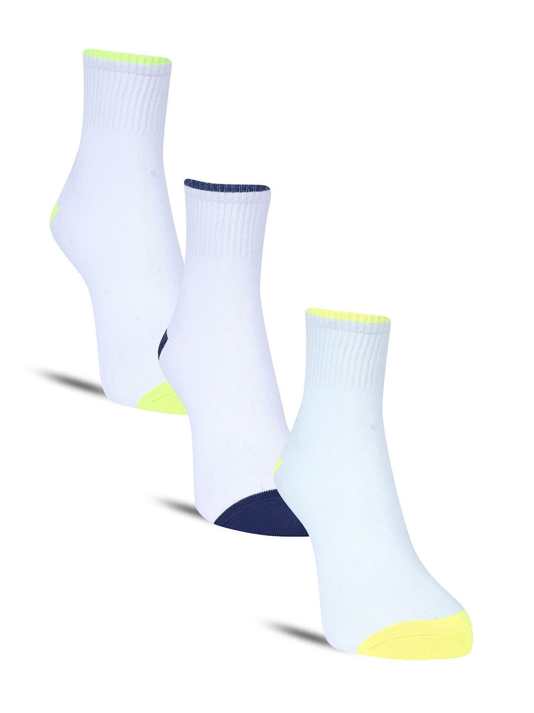 

Dollar Socks Men Pack Of 3 Colourblocked Cotton Above Ankle-Length Socks, White