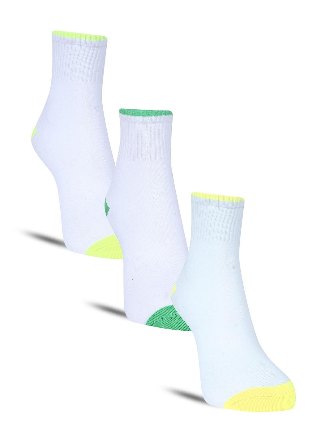 

Dollar Socks Men Pack of 3 Colourblocked Cotton Above Ankle-Length Socks, White