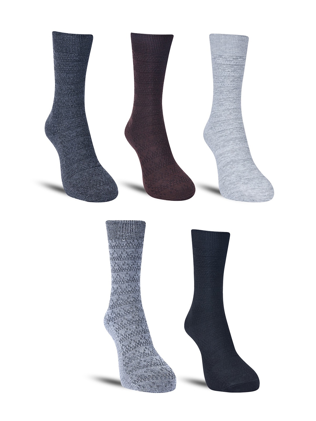 

Dollar Socks Men Pack of 5 Cotton Calf-Length Socks, Brown