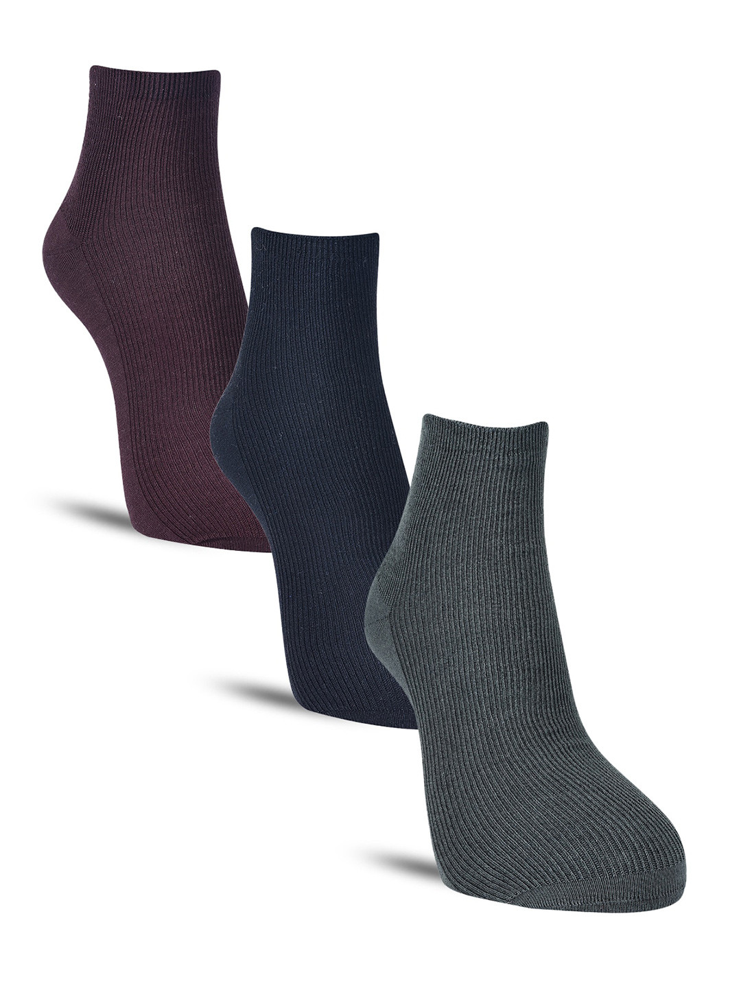 

Dollar Socks Men Pack Of 3 Ribbed Cotton Ankle-Length Socks, Grey