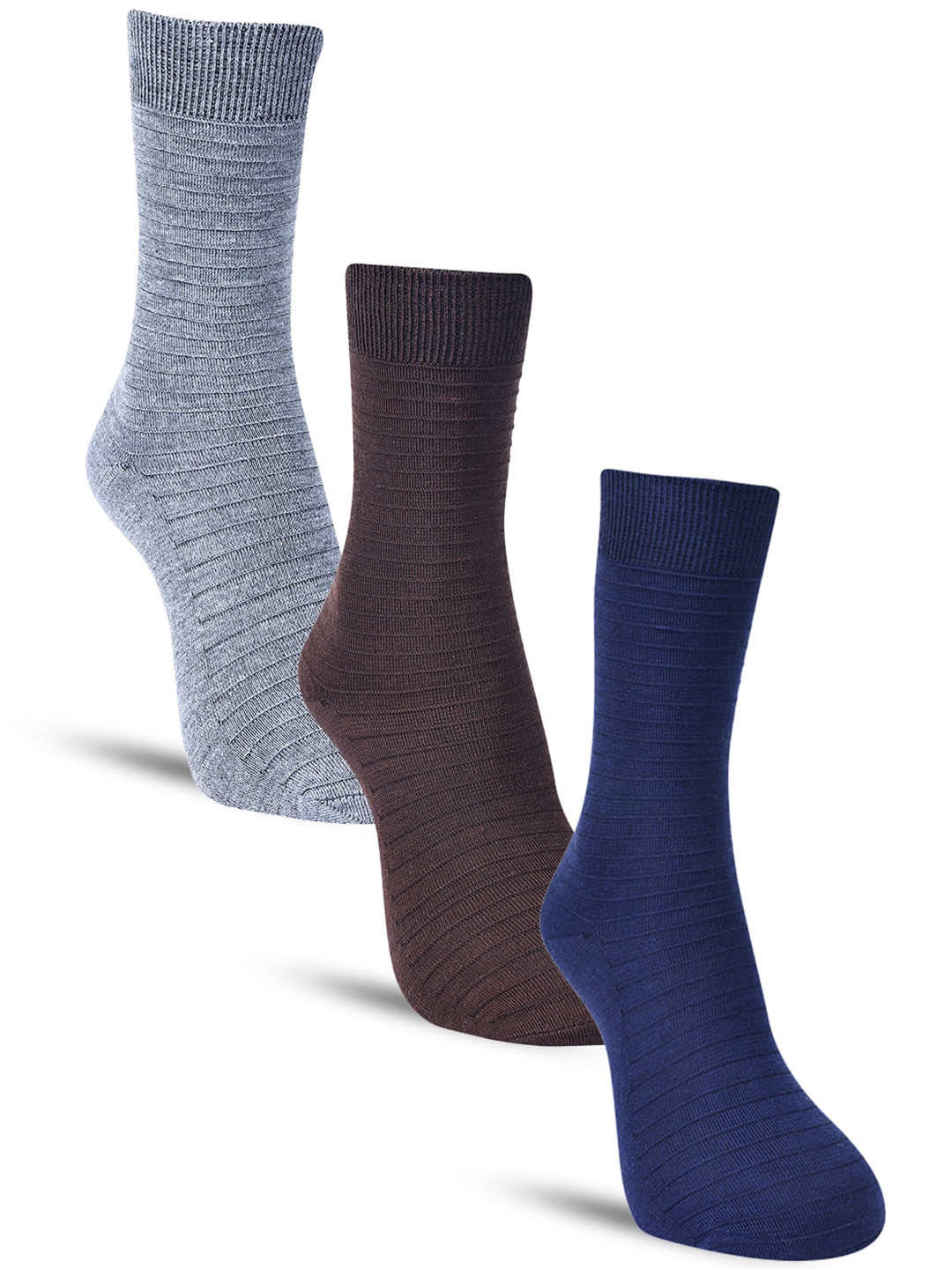 

Dollar Socks Men Pack of 3 Cotton Calf Length Socks, Navy blue