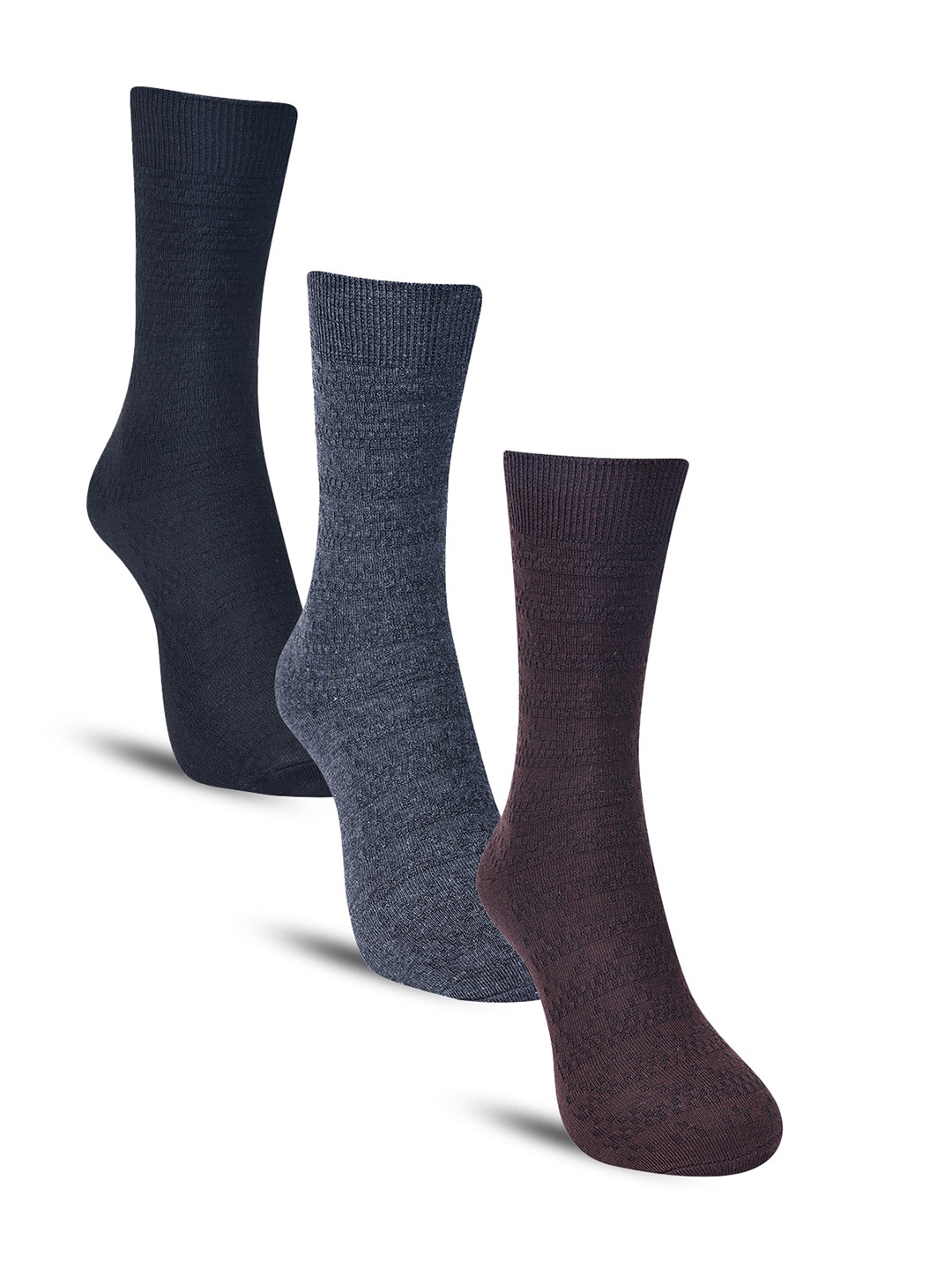 

Dollar Socks Men Pack Of 3 Patterned Cotton Calf-Length Socks, Black