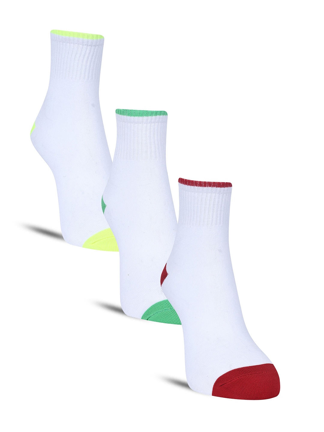 

Dollar Socks Men Pack of 3 Colourblocked Cotton Above Ankle-Length Socks, White