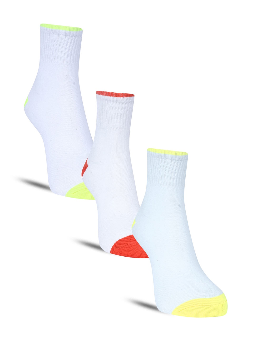 

Dollar Socks Men Pack of 3 Colourblocked Cotton Above Ankle-Length Socks, White