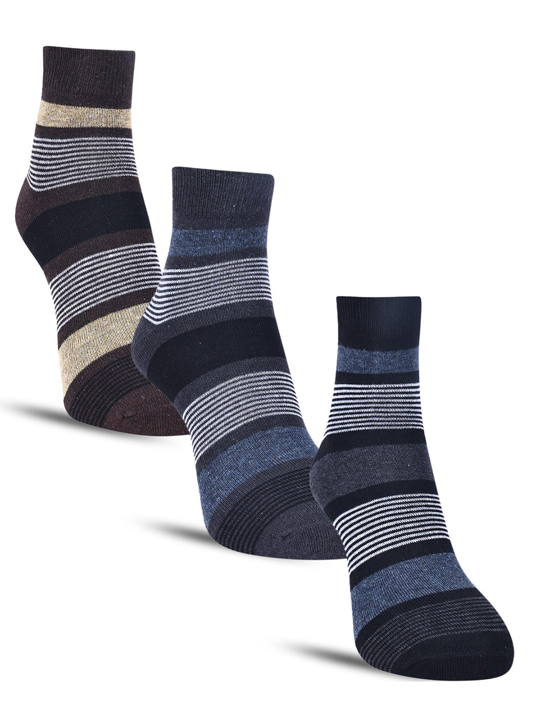 

Dollar Socks Men Pack of 3 Striped Cotton Above Ankle-Length Socks, Black