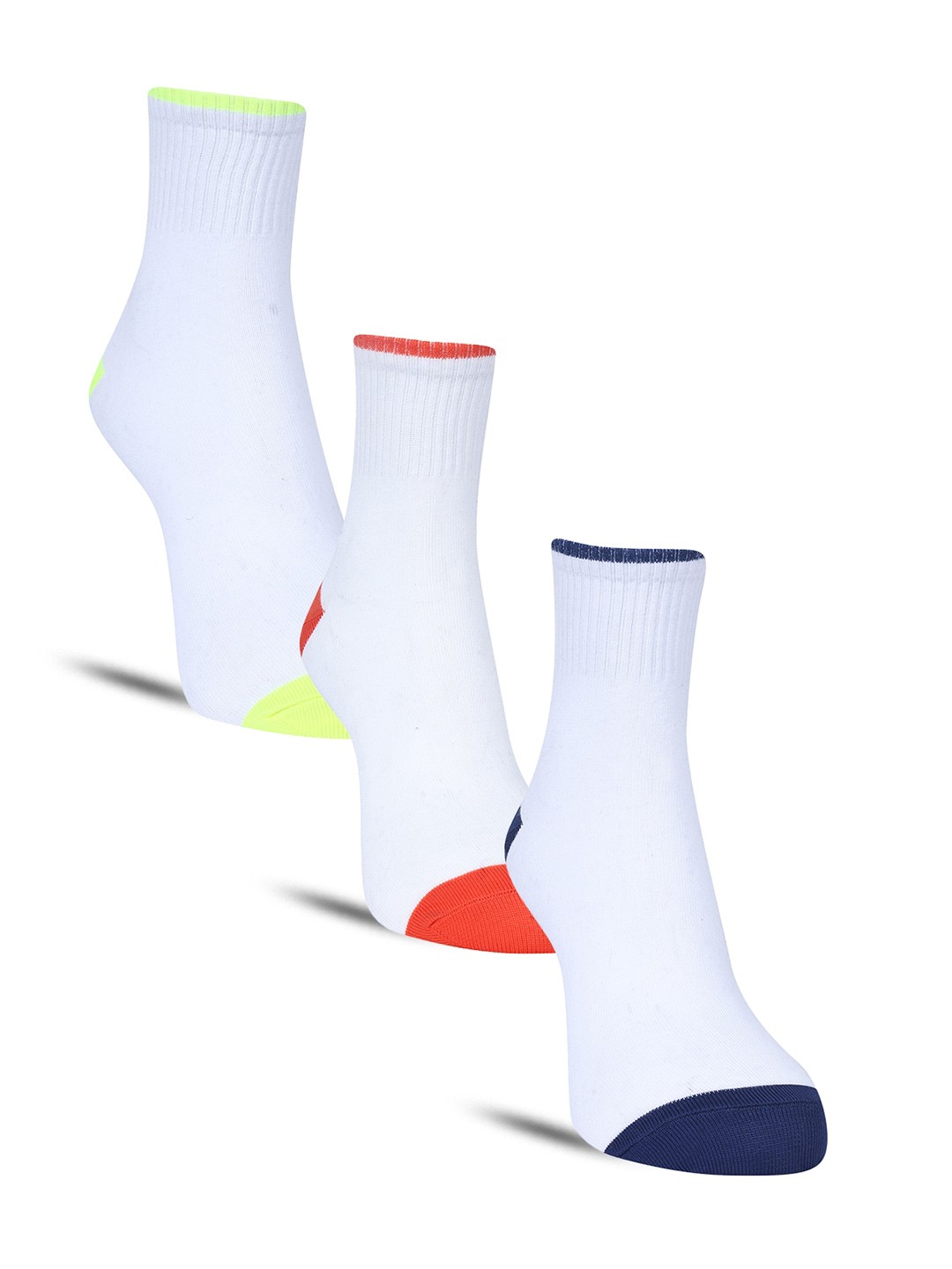 

Dollar Socks Men Pack of 3 Colourblocked Cotton Above Ankle-Length Socks, White