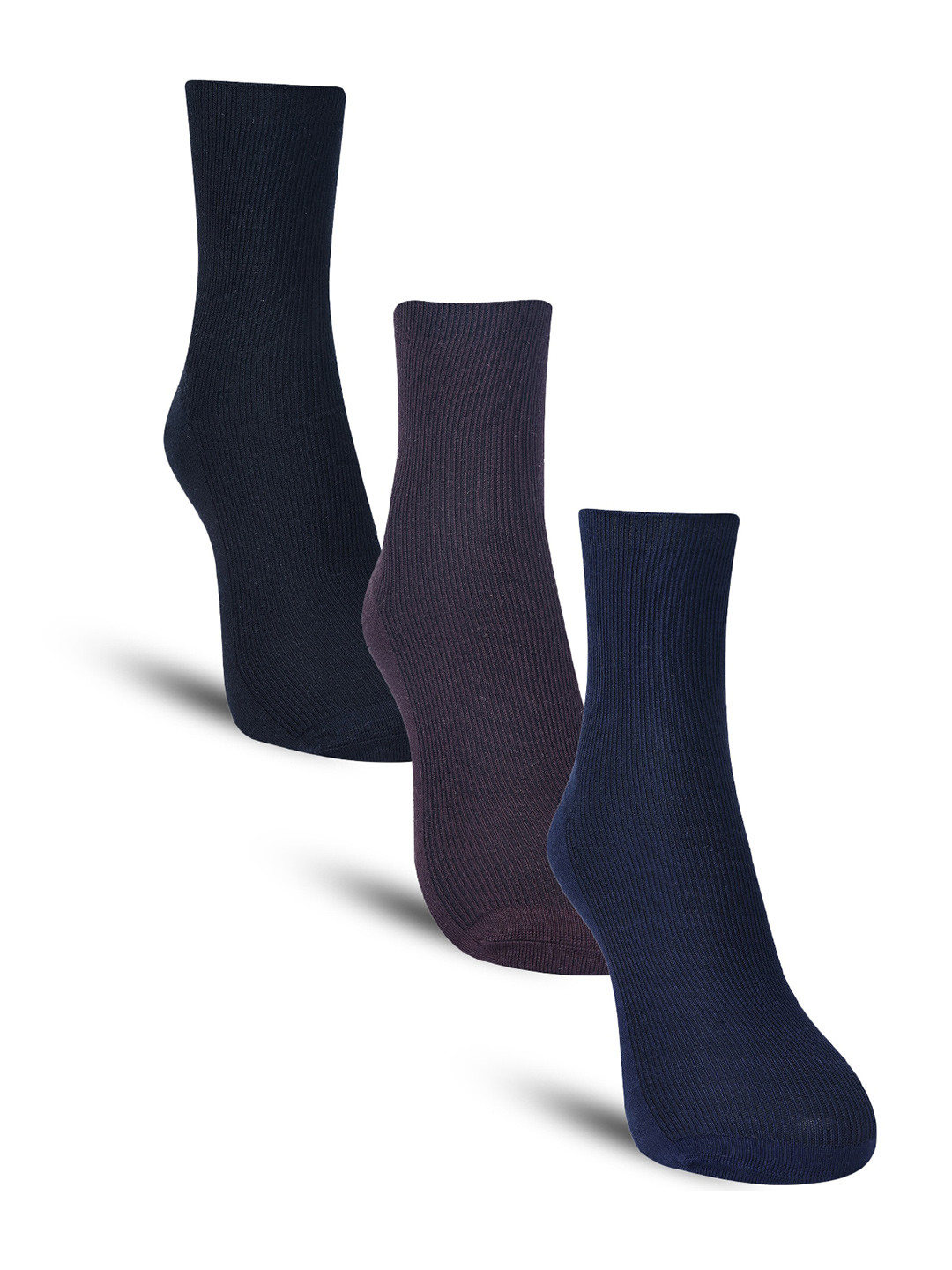 

Dollar Socks Men Pack Of 3 Striped Cotton Calf-Length Socks, Black