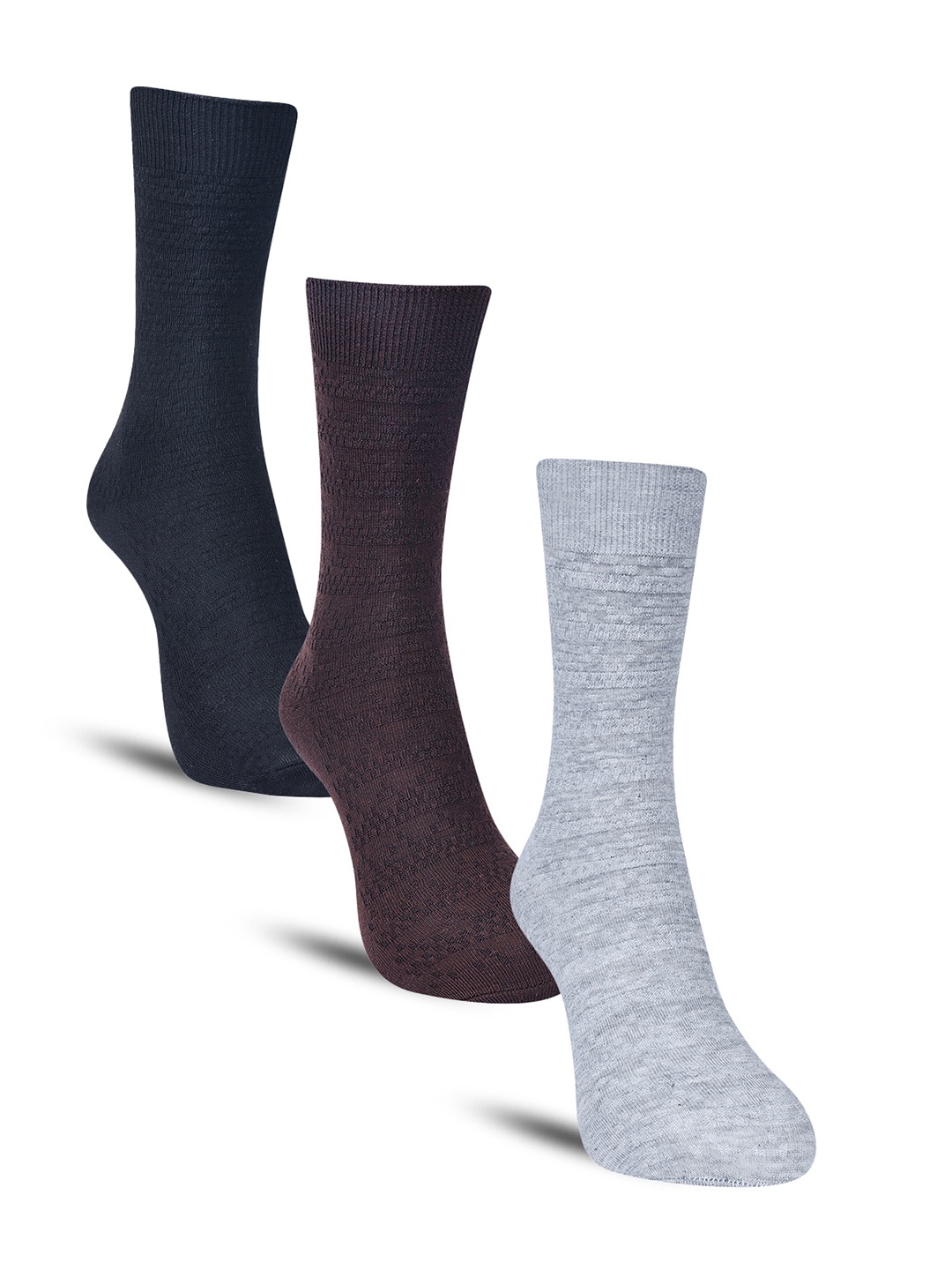

Dollar Socks Men Pack Of 3 Patterned Cotton Calf-Length Socks, Black