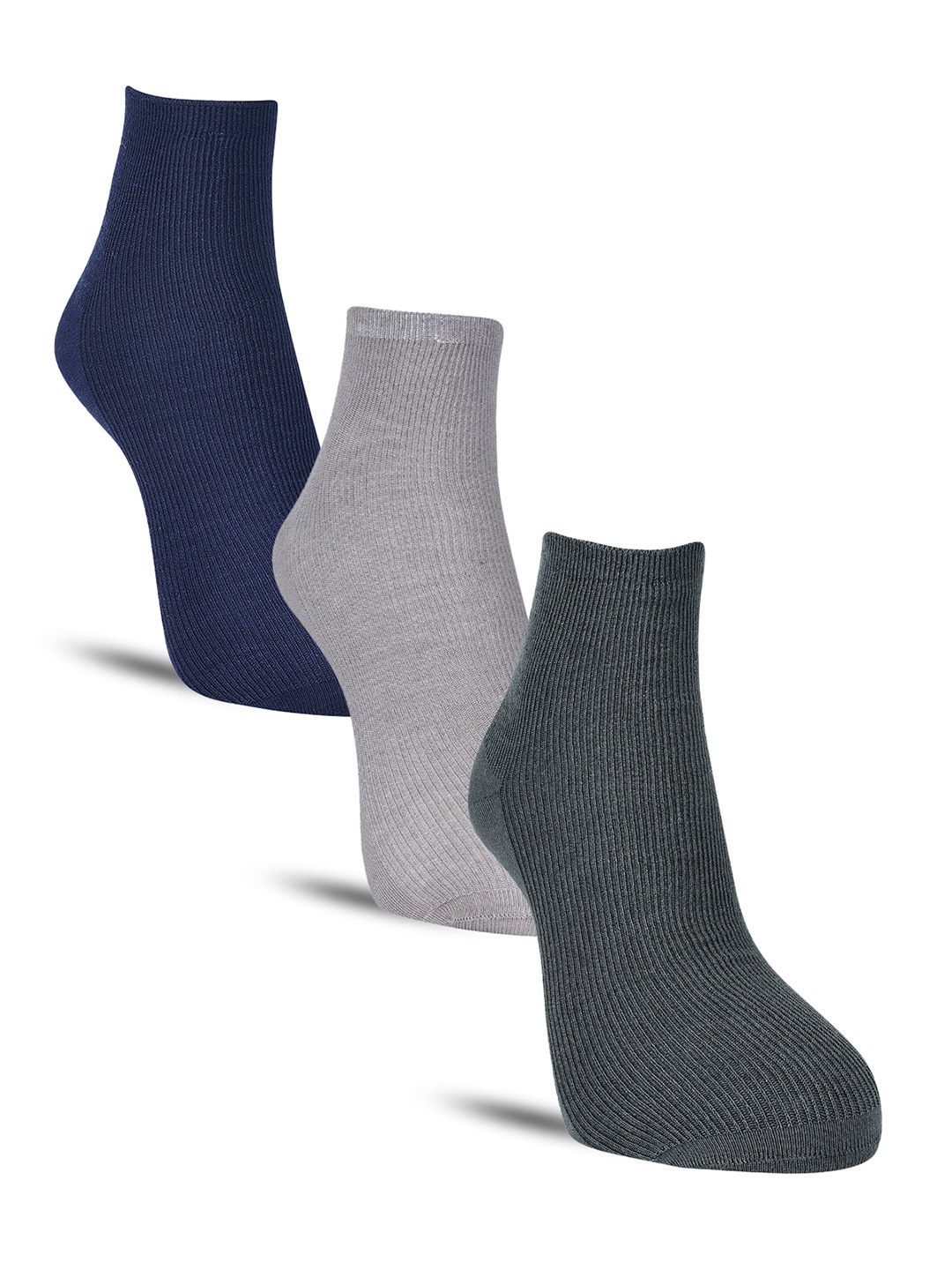 

Dollar Socks Men Pack Of 3 Ribbed Above Ankle-Length Cotton Socks, Navy blue