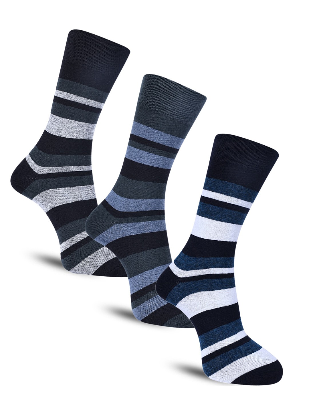 

Dollar Socks Men Pack Of 3 Striped Cotton Above Ankle-Length Socks, Black