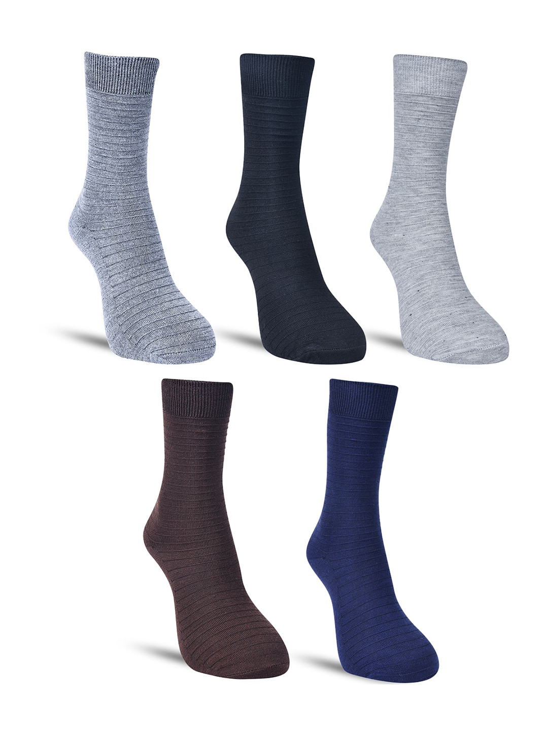

Dollar Socks Men Pack Of 5 Striped Cotton Calf-Length Socks, Black