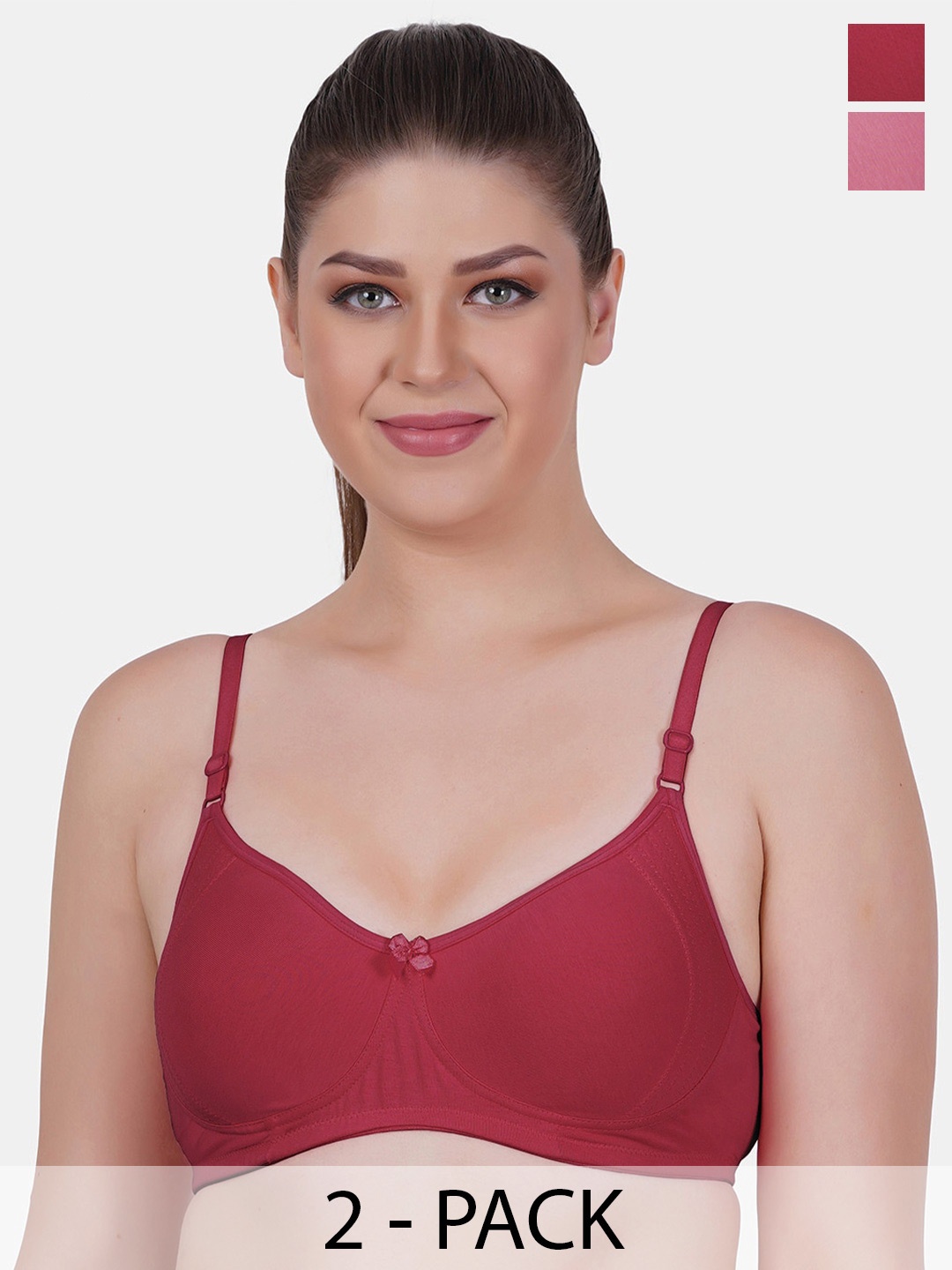 

Reveira Pack Of 2 Full Coverage All Day Comfort Dry Fit Minimizer Bra, Maroon