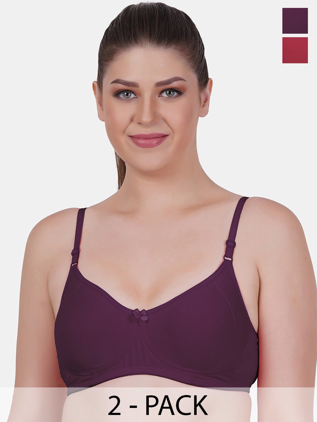 

Reveira Pack Of 2 Full Coverage All Day Comfort Dry Fit Minimizer Bra, Purple