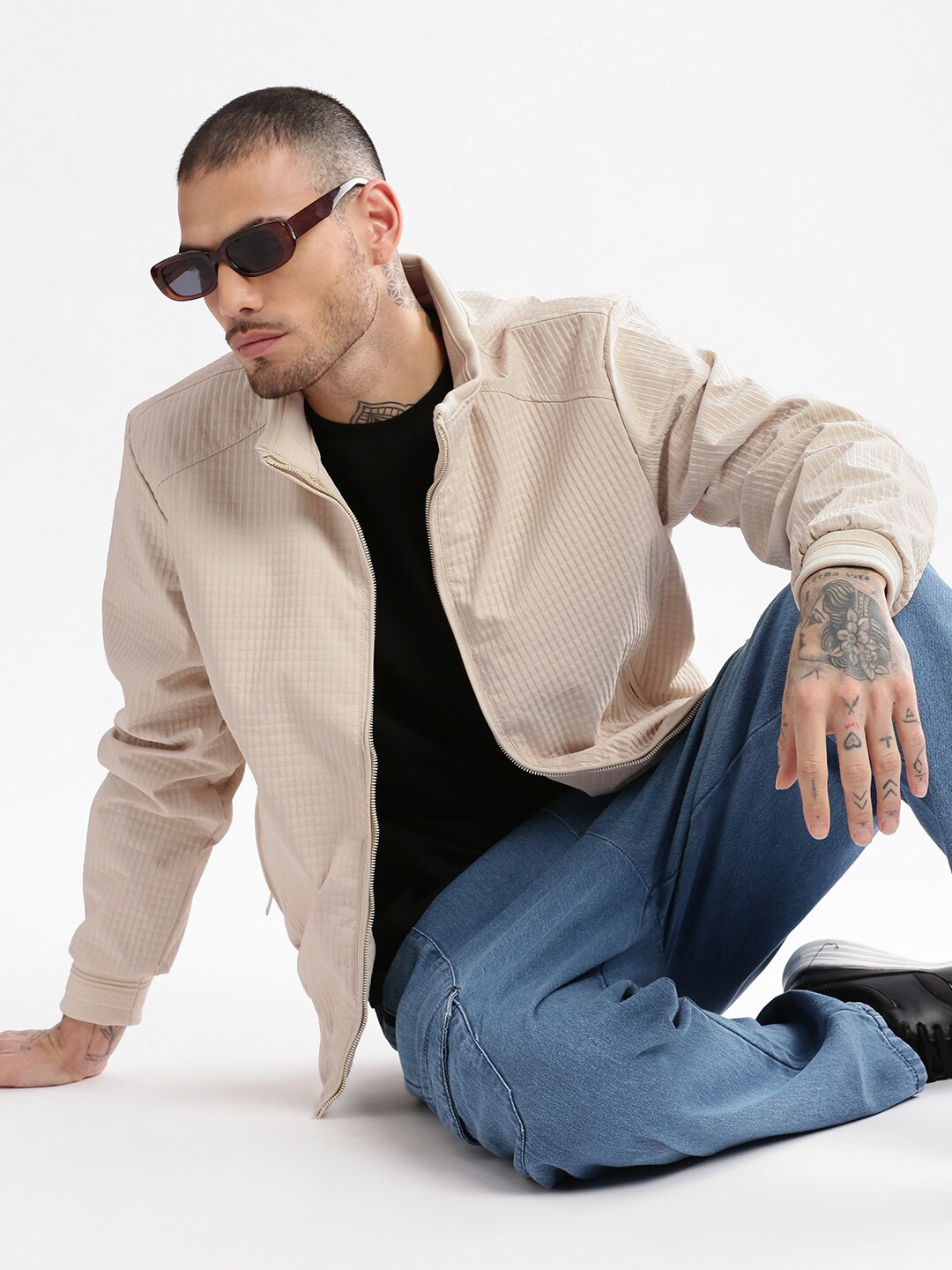 

SHOWOFF Windcheater Bomber Jacket, Cream