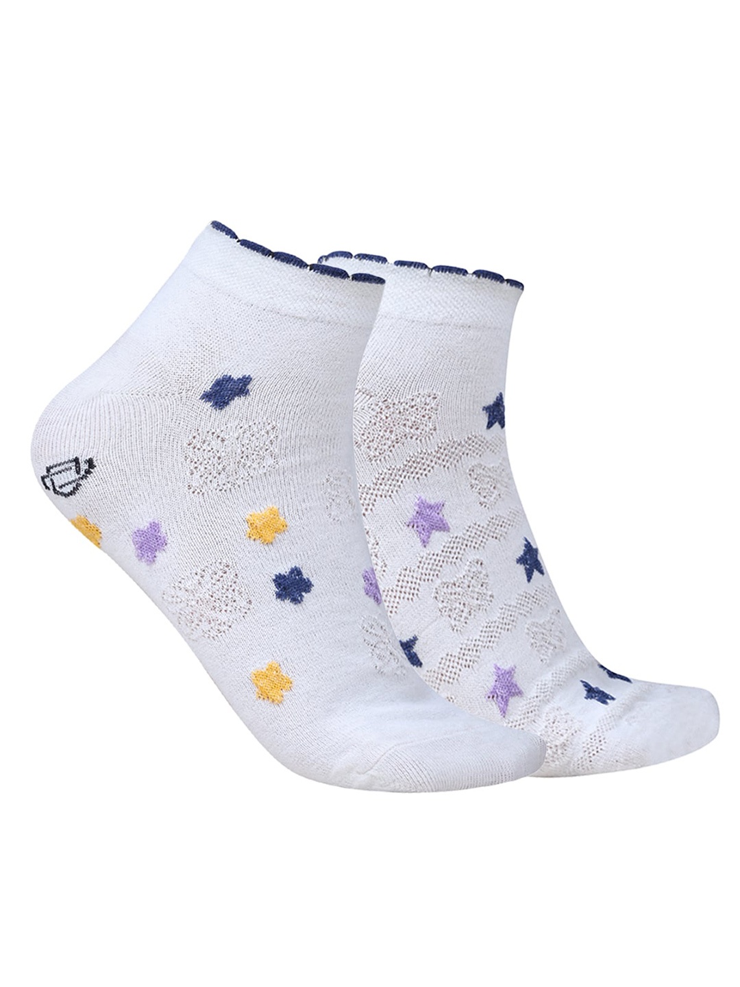 

Dollar Socks Women Pack of 2 Patterned Cotton Above Ankle-Length Socks, White