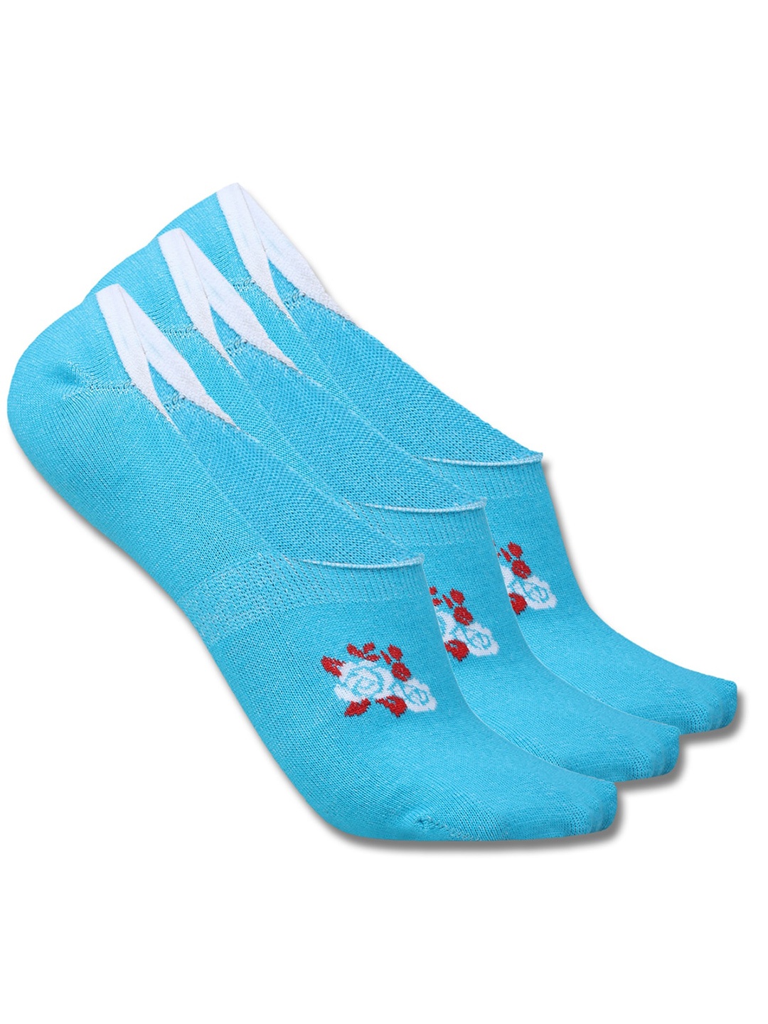 

Dollar Socks Women Pack of 3 Patterned Cotton Shoe Liners, Blue